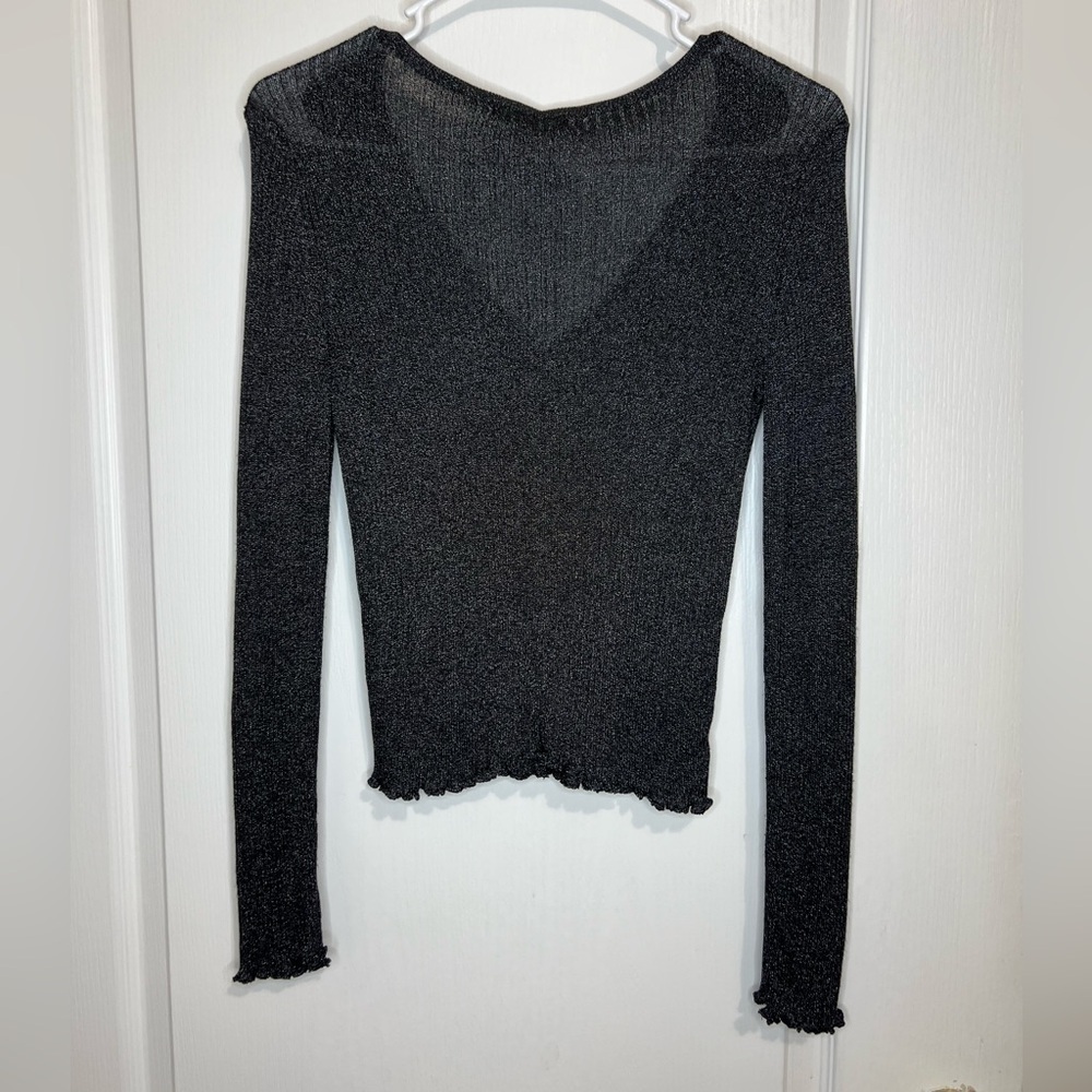 BB Dakota Honey I Shrunk The Metallic V-Neck Cardigan size S - Picture 6 of 16